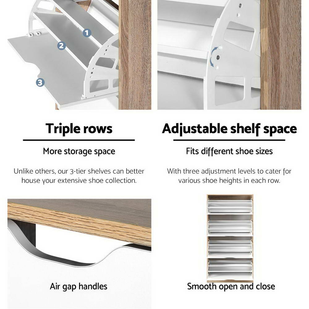 Artiss Shoe Rack Cabinet 60 Pairs 4-tier White Elen-Shoe Storage Cabinets-PEROZ Accessories