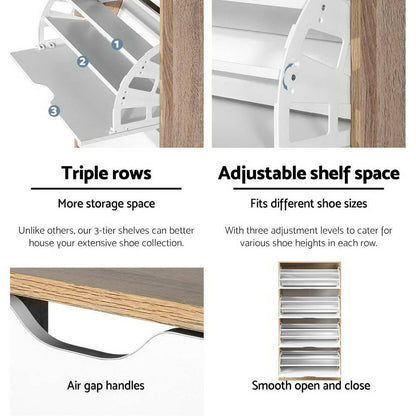 Artiss Shoe Rack Cabinet 60 Pairs 4-tier White Elen-Shoe Storage Cabinets-PEROZ Accessories