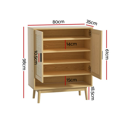 Artiss Shoe Rack Cabinet Rattan 5-tier 20 Pairs Dani-Shoe Storage Cabinets-PEROZ Accessories