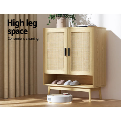 Artiss Shoe Rack Cabinet Rattan 5-tier 20 Pairs Dani-Shoe Storage Cabinets-PEROZ Accessories