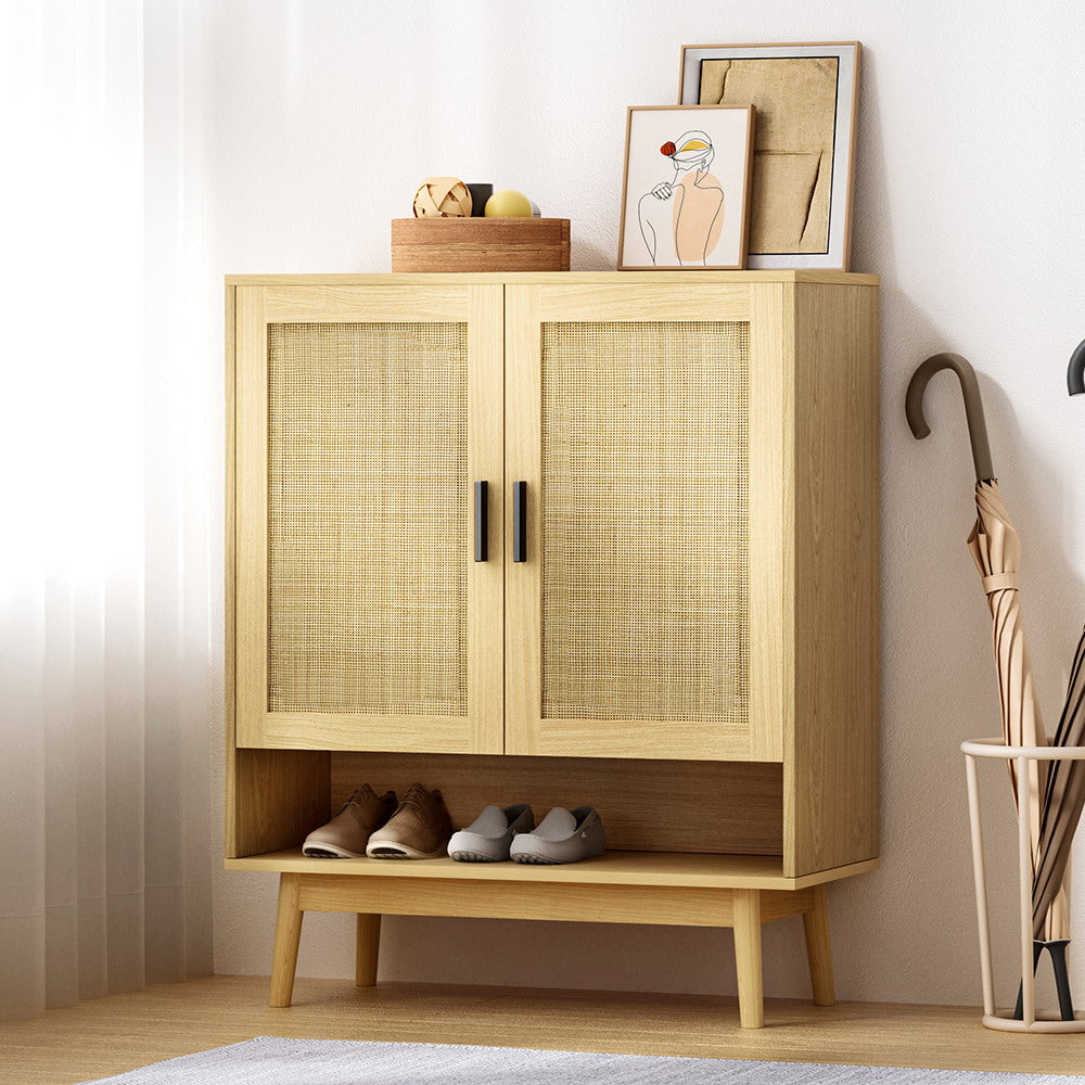 Artiss Shoe Rack Cabinet Rattan 5-tier 20 Pairs Dani-Shoe Storage Cabinets-PEROZ Accessories