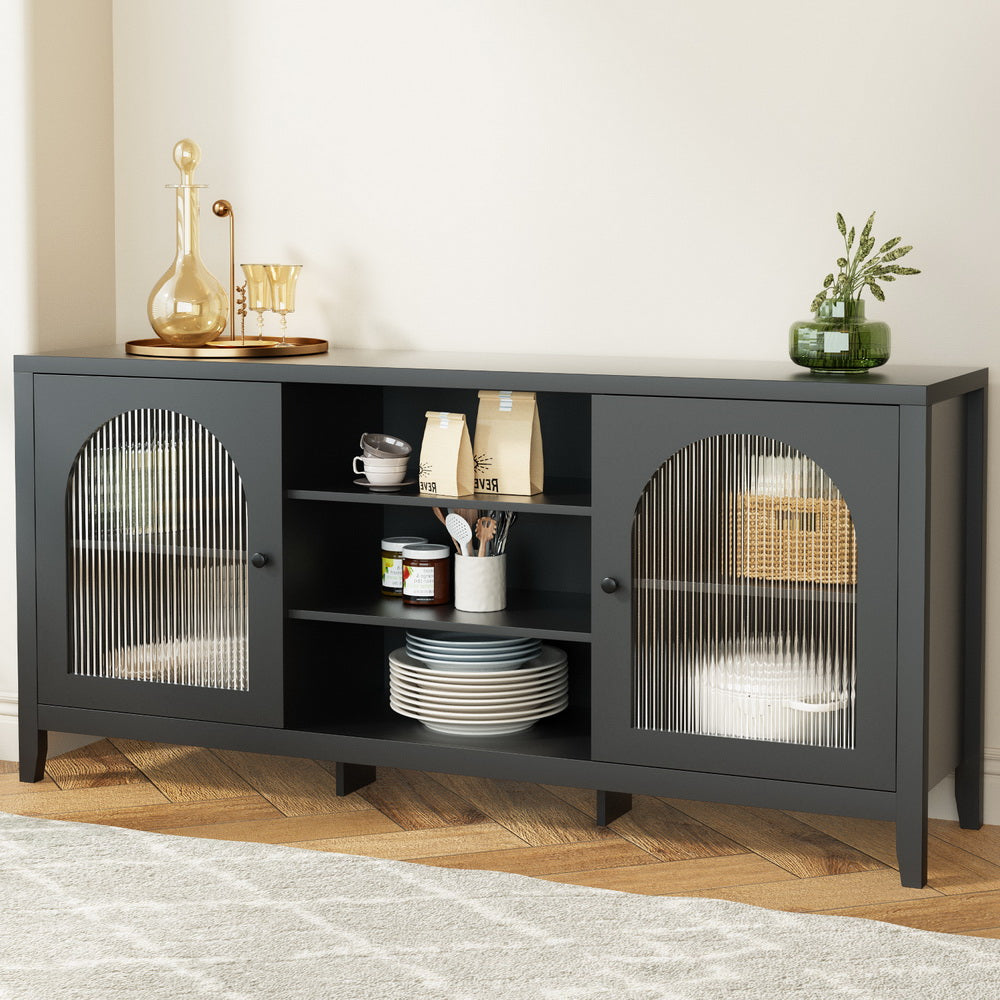 Artiss Buffet Sideboard Shelves Double Doors - Black-Furniture &gt; Living Room-PEROZ Accessories