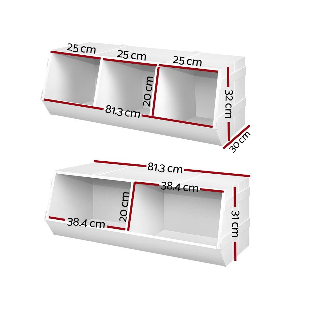 Keezi Kids Toy Box Bookshelf Storage Bookcase Organiser Display Stackable-Bookcases &amp; Shelves-PEROZ Accessories