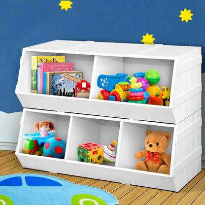 Keezi Kids Toy Box Bookshelf Storage Bookcase Organiser Display Stackable-Bookcases &amp; Shelves-PEROZ Accessories