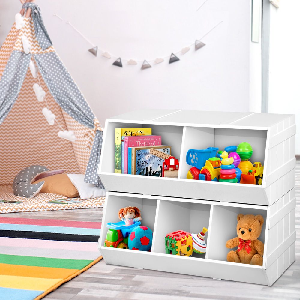 Keezi Kids Toy Box Bookshelf Storage Bookcase Organiser Display Stackable-Bookcases &amp; Shelves-PEROZ Accessories
