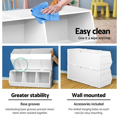 Keezi Kids Toy Box Bookshelf Storage Bookcase Organiser Display Stackable-Bookcases &amp; Shelves-PEROZ Accessories