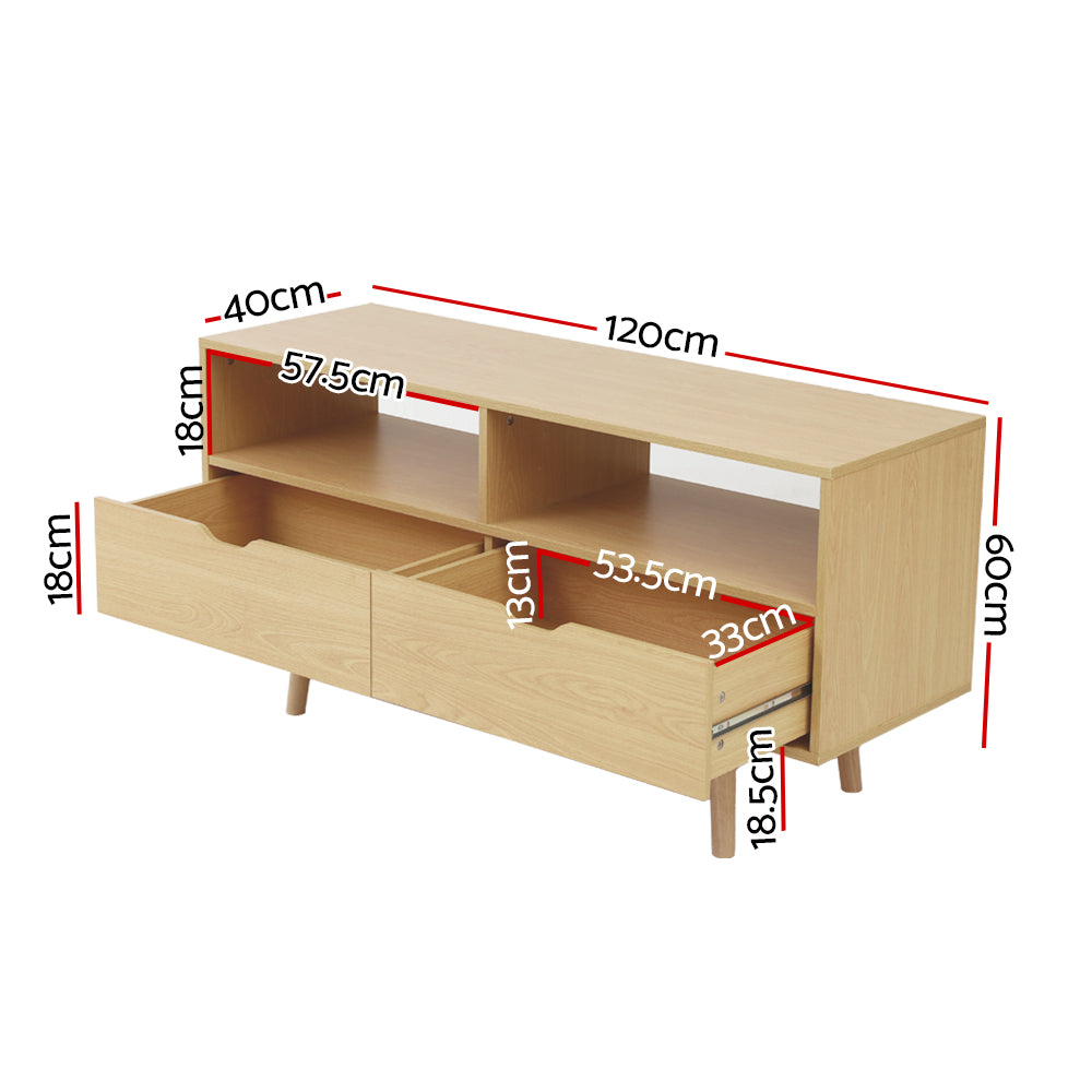 Artiss TV Cabinet Entertainment Unit Stand Wooden Storage 120cm Scandinavian-Entertainment Units-PEROZ Accessories