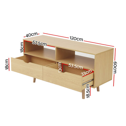 Artiss TV Cabinet Entertainment Unit Stand Wooden Storage 120cm Scandinavian-Entertainment Units-PEROZ Accessories