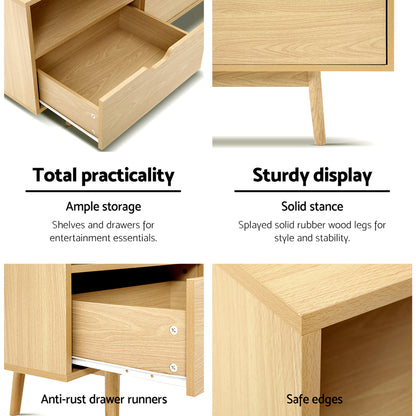 Artiss TV Cabinet Entertainment Unit Stand Wooden Storage 120cm Scandinavian-Entertainment Units-PEROZ Accessories