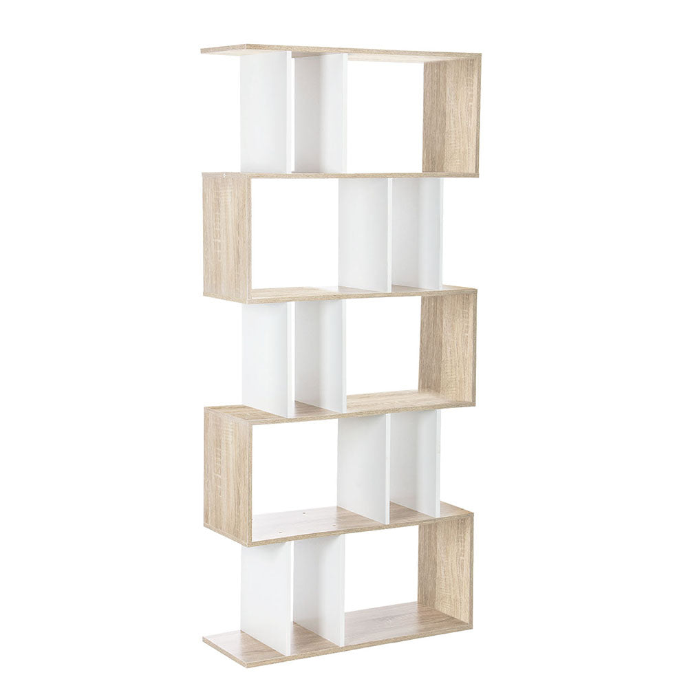 Artiss Bookshelf 5 Tiers - RITA White and Oak-Furniture &gt; Living Room-PEROZ Accessories