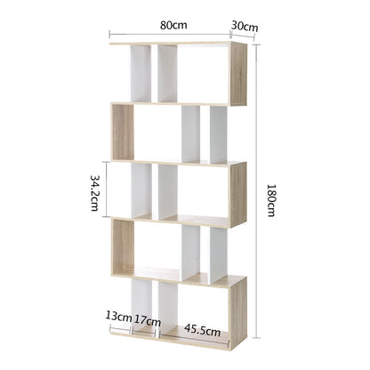 Artiss Bookshelf 5 Tiers - RITA White and Oak-Furniture &gt; Living Room-PEROZ Accessories