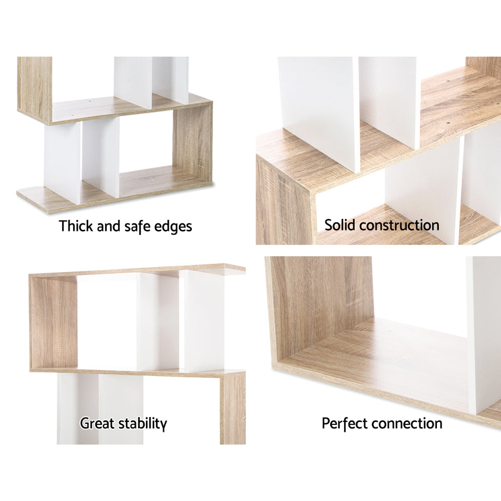 Artiss Bookshelf 5 Tiers - RITA White and Oak-Furniture &gt; Living Room-PEROZ Accessories