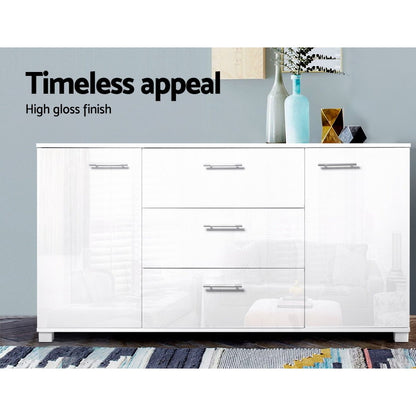 Artiss Buffet Sideboard High Gloss - White-Furniture > Living Room-PEROZ Accessories