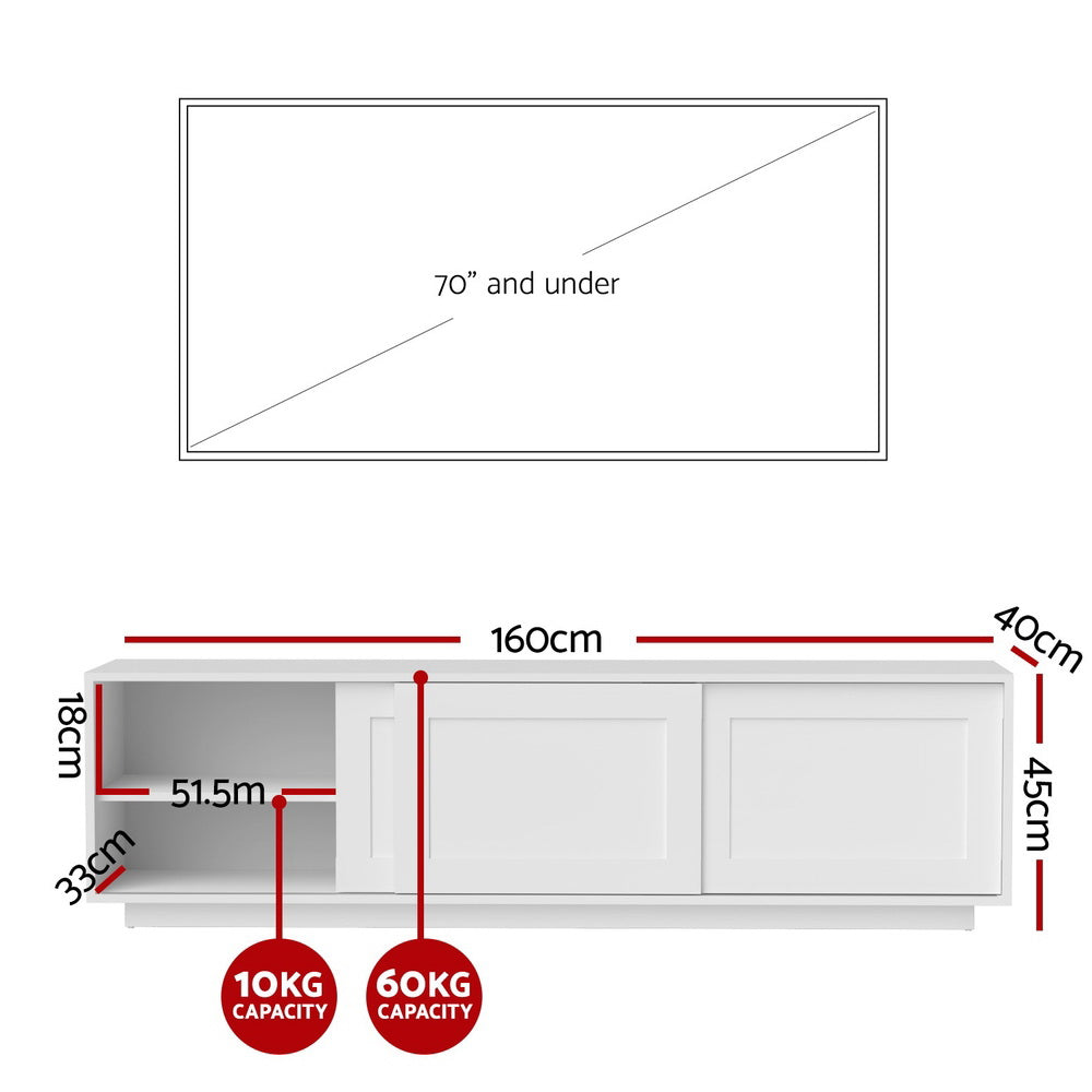 Artiss TV Unit Entertainment Unit Storage Cabinet 160cm White-Furniture &gt; Living Room &gt; TV Units-PEROZ Accessories