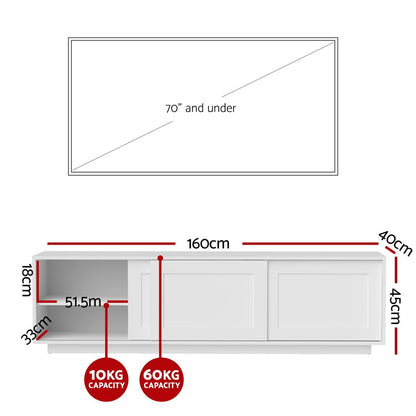 Artiss TV Unit Entertainment Unit Storage Cabinet 160cm White-Furniture &gt; Living Room &gt; TV Units-PEROZ Accessories