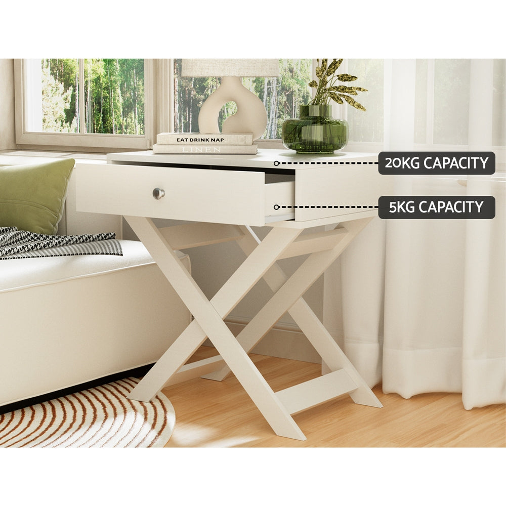 Artiss Bedside Table Drawers Side Table Storage Cabinet Nightstand White QARA-BedSide Tabless-PEROZ Accessories