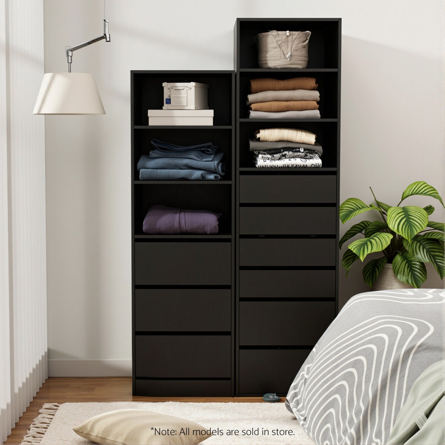 Artiss 3 Chest of Drawers Tallboy Cabinet Black-Furniture > Bedroom > Dressers-PEROZ Accessories
