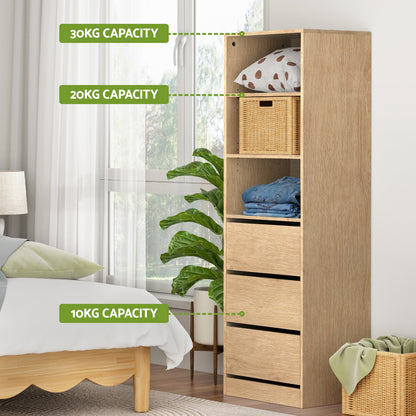 Artiss 3 Chest of Drawers Tallboy Cabinet Pine-Furniture > Bedroom > Dressers-PEROZ Accessories