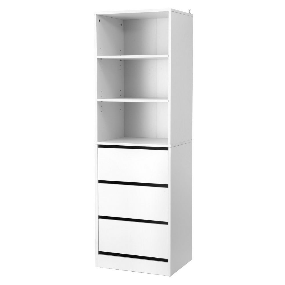 Artiss 3 Chest of Drawers Tallboy Cabinet White-Furniture &gt; Bedroom &gt; Dressers-PEROZ Accessories