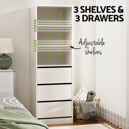 Artiss 3 Chest of Drawers Tallboy Cabinet White-Furniture &gt; Bedroom &gt; Dressers-PEROZ Accessories