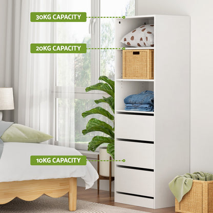 Artiss 3 Chest of Drawers Tallboy Cabinet White-Furniture &gt; Bedroom &gt; Dressers-PEROZ Accessories