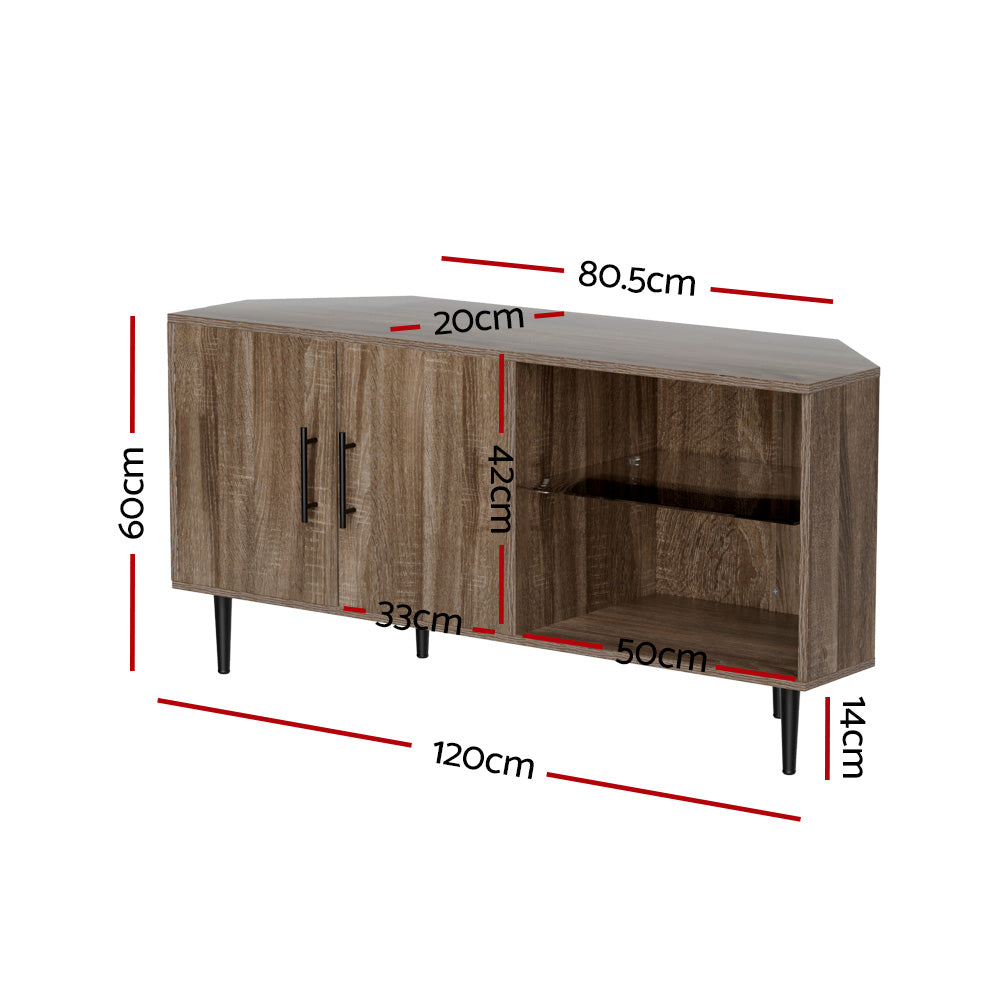 Artiss Corner Entertainment Unit Stand TV Cabinet Open Storage Shelf 120CM-Furniture &gt; Living Room-PEROZ Accessories