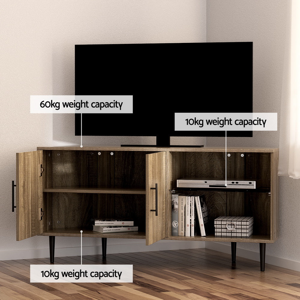 Artiss Corner Entertainment Unit Stand TV Cabinet Open Storage Shelf 120CM-Furniture &gt; Living Room-PEROZ Accessories
