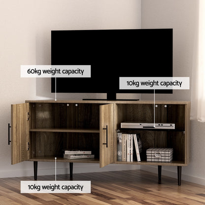 Artiss Corner Entertainment Unit Stand TV Cabinet Open Storage Shelf 120CM-Furniture &gt; Living Room-PEROZ Accessories