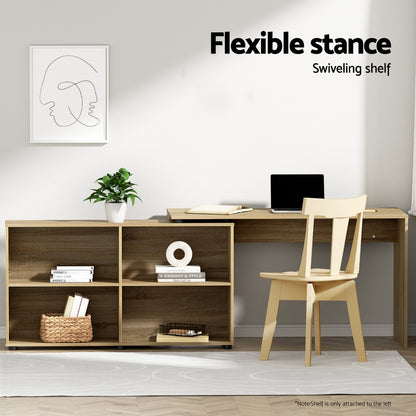 Artiss Computer Desk Bookshelf Oak 130CM-Office Desks-PEROZ Accessories