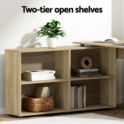 Artiss Computer Desk Bookshelf Oak 130CM-Office Desks-PEROZ Accessories