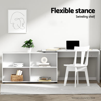 Artiss Computer Desk Bookshelf White 130CM-Office Desks-PEROZ Accessories