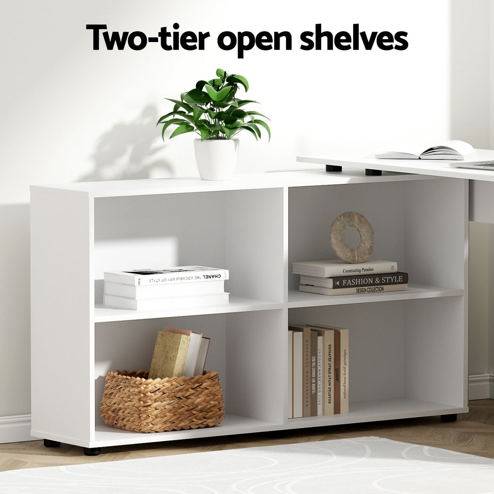 Artiss Computer Desk Bookshelf White 130CM-Office Desks-PEROZ Accessories