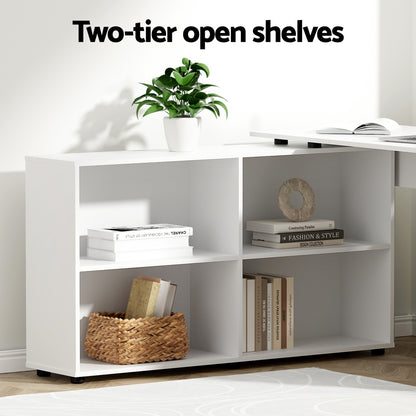 Artiss Computer Desk Bookshelf White 130CM-Office Desks-PEROZ Accessories