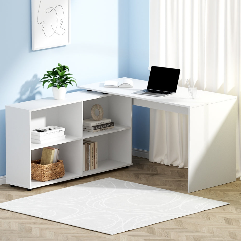 Artiss Computer Desk Bookshelf White 130CM-Office Desks-PEROZ Accessories