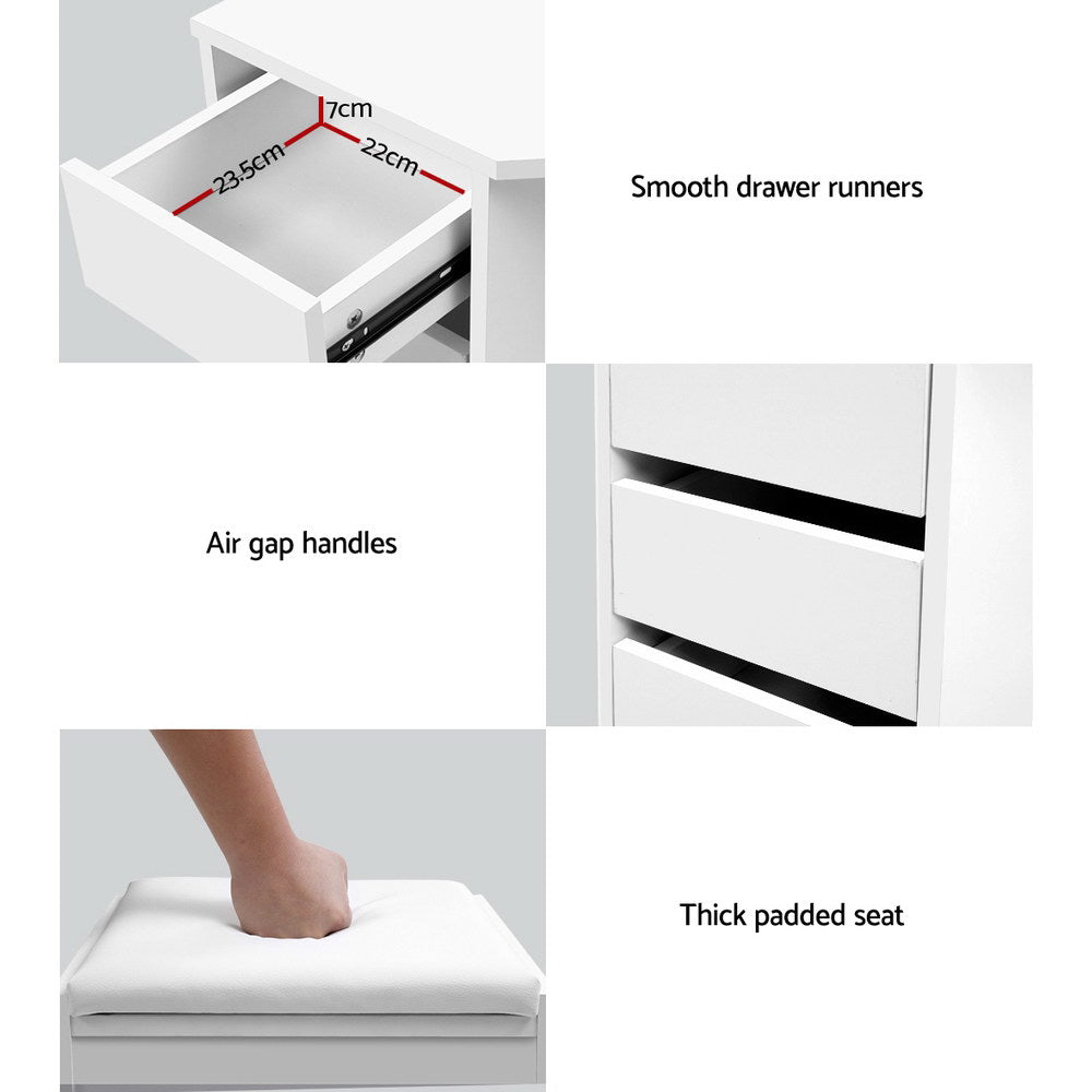 Artiss Dressing Table Stool Set Corner 5 Drawers White-Dressing Tables-PEROZ Accessories