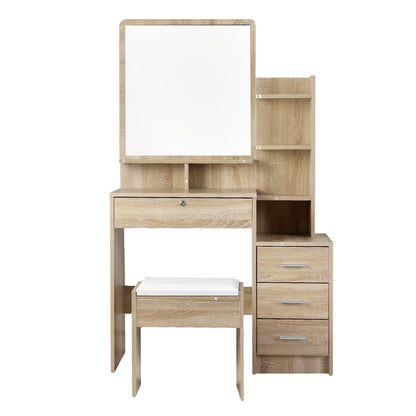 Artiss Dressing Table Stool Set 4 Drawers Oak-Dressing Tables-PEROZ Accessories