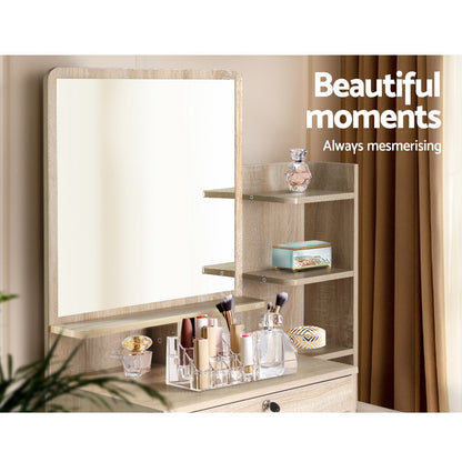 Artiss Dressing Table Stool Set 4 Drawers Oak-Dressing Tables-PEROZ Accessories