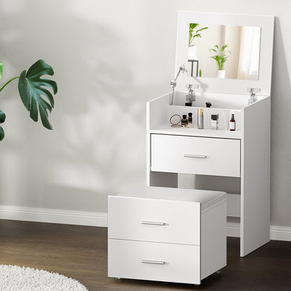 Artiss 2-in-1 Dressing Table Stool Set Bedside Table White-Bedside Tables-PEROZ Accessories