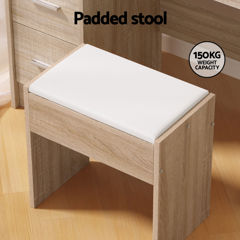 Artiss Dressing Table Set Stool 10 Led Bulbs Wood-Furniture &gt; Bedroom &gt; Dressing Vanity &amp; Dressing Tables-PEROZ Accessories