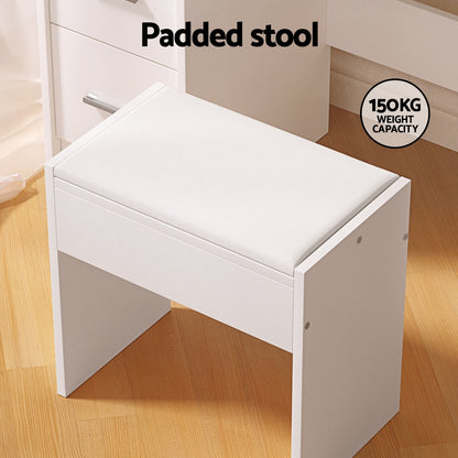 Artiss Dressing Table Set Stool 10 Led Bulbs White Dylan-Furniture &gt; Bedroom-PEROZ Accessories