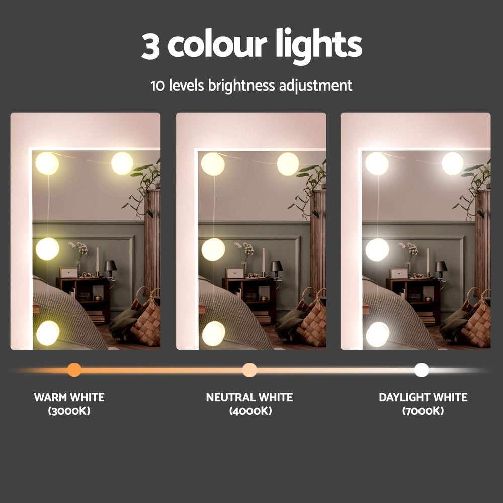 Artiss Dressing Table Set Stool 10 Led Bulbs White-Furniture &gt; Bedroom &gt; Dressing Vanity &amp; Dressing Tables-PEROZ Accessories