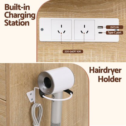 Artiss Dressing Table Vanity Desk Set Stool LED Bulbs Wood-Furniture > Bedroom > Dressing Vanity &amp; Dressing Tables-PEROZ Accessories