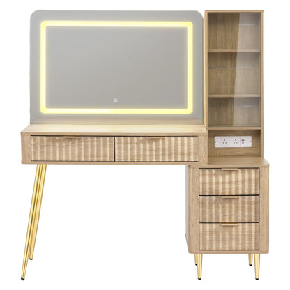 Artiss Dressing Table LED Vanity Desk Charging Station Wood-Furniture > Bedroom > Dressing Vanity &amp; Dressing Tables-PEROZ Accessories
