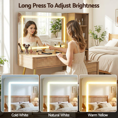 Artiss Dressing Table LED Vanity Desk Charging Station Wood-Furniture > Bedroom > Dressing Vanity &amp; Dressing Tables-PEROZ Accessories