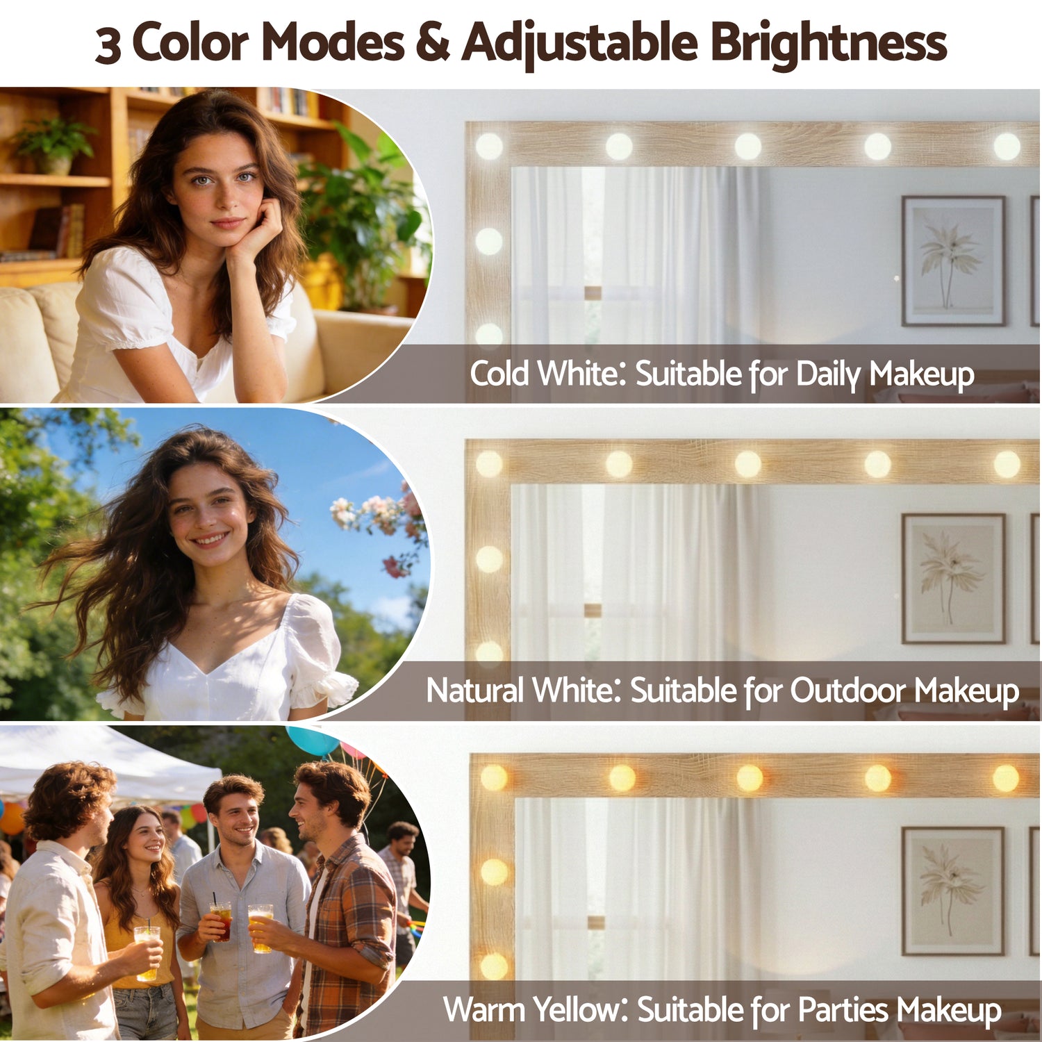 Artiss Dressing Table Vanity Desk Set LED Bulbs RGB Light Wood-Furniture > Bedroom > Dressing Vanity &amp; Dressing Tables-PEROZ Accessories