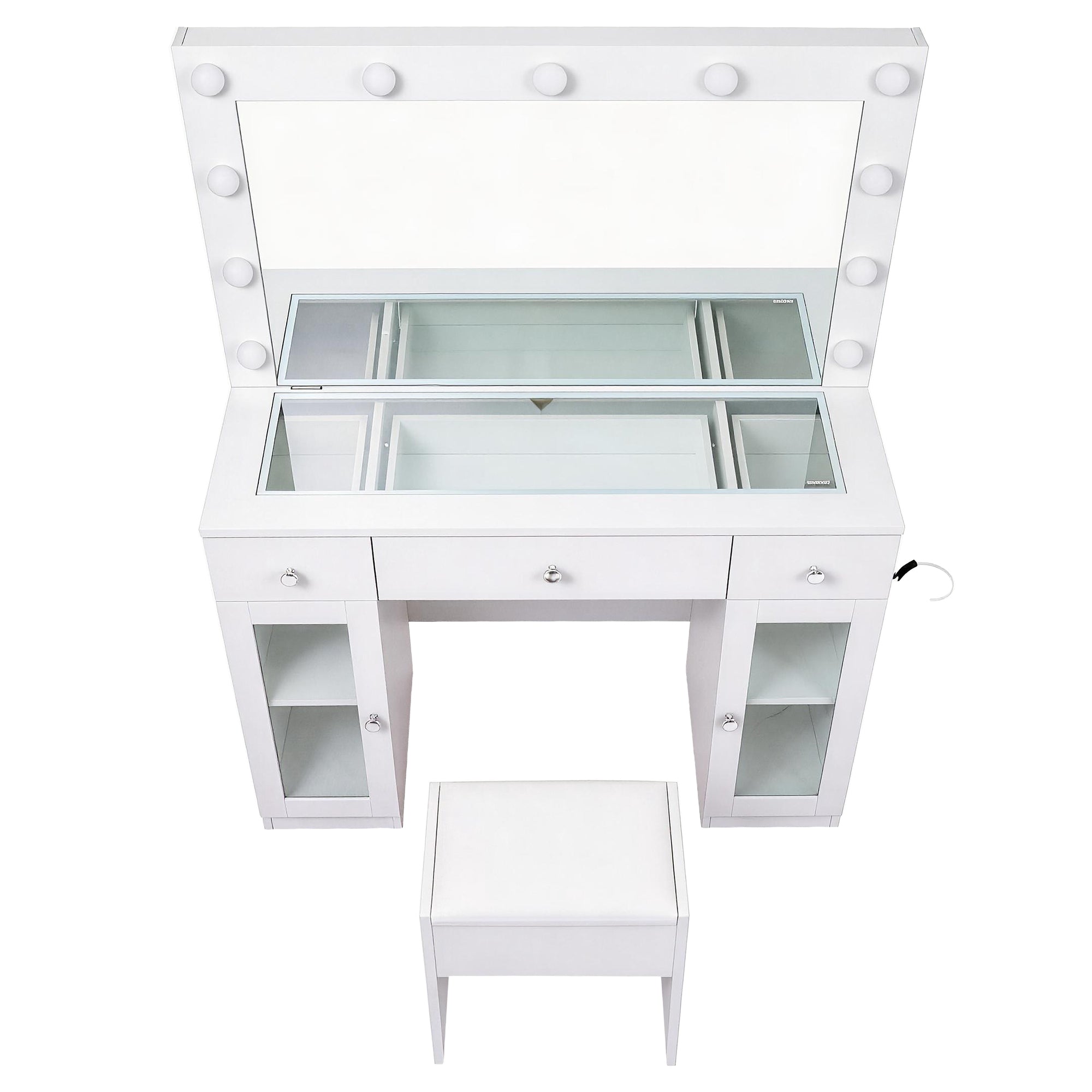 Artiss Dressing Table Vanity Desk Set LED Bulbs RGB Light White-Furniture > Bedroom > Dressing Vanity &amp; Dressing Tables-PEROZ Accessories