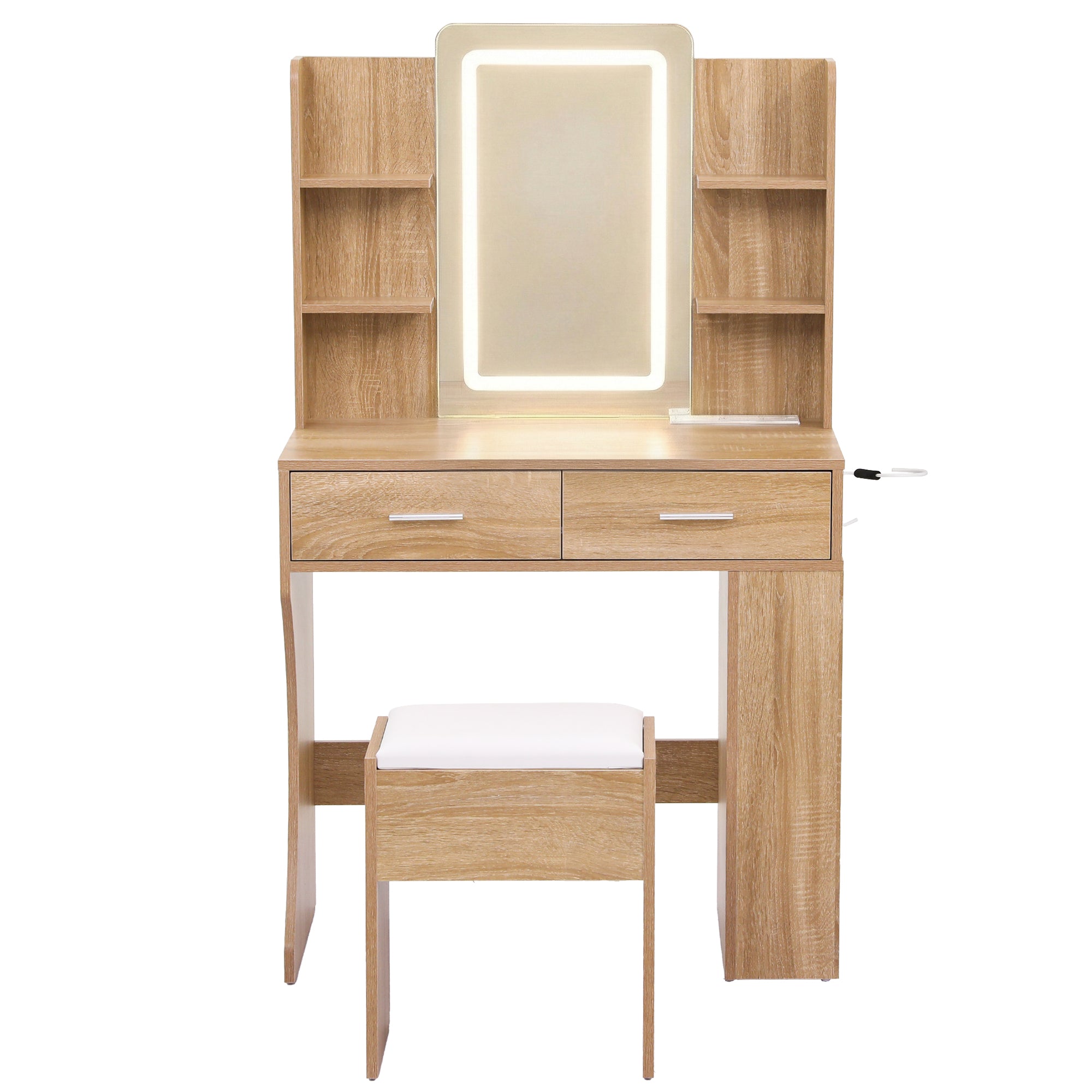 Artiss Dressing Table LED Vanity Desk Set Stool Wood-Furniture > Bedroom > Dressing Vanity &amp; Dressing Tables-PEROZ Accessories