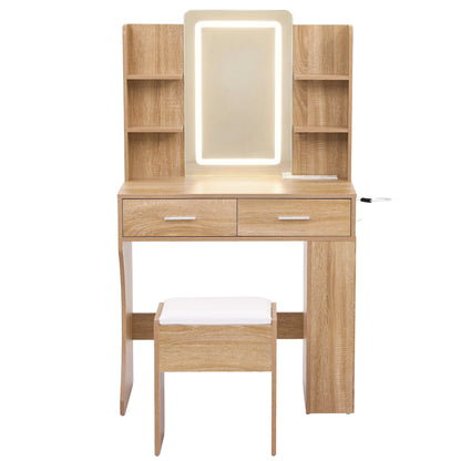 Artiss Dressing Table LED Vanity Desk Set Stool Wood-Furniture > Bedroom > Dressing Vanity &amp; Dressing Tables-PEROZ Accessories
