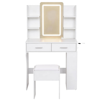 Artiss Dressing Table LED Vanity Desk Set Stool White-Furniture > Bedroom > Dressing Vanity &amp; Dressing Tables-PEROZ Accessories