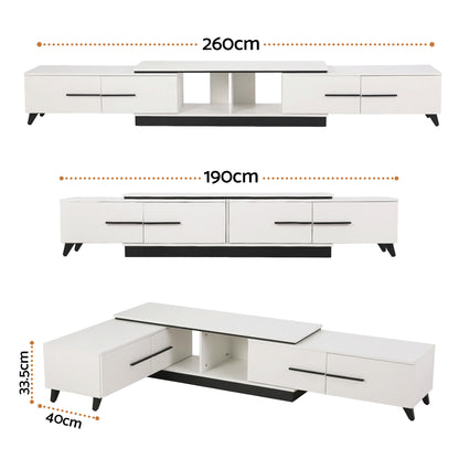 Artiss Extendable TV Cabinet Entertainment Unit Stand White-Furniture > Living Room > TV Units-PEROZ Accessories